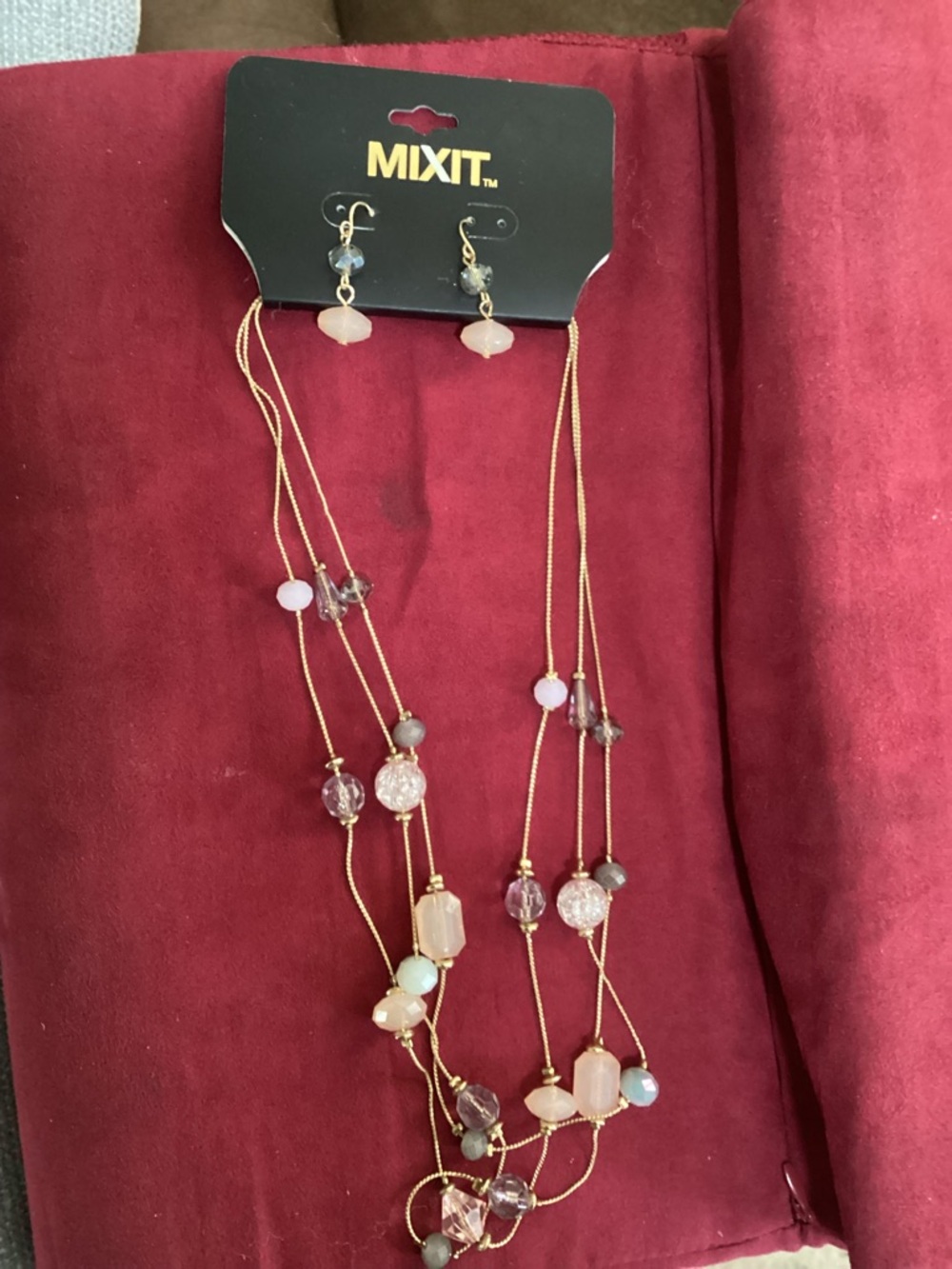 Mixit Gold-Tone Layered Necklace and Earring Set